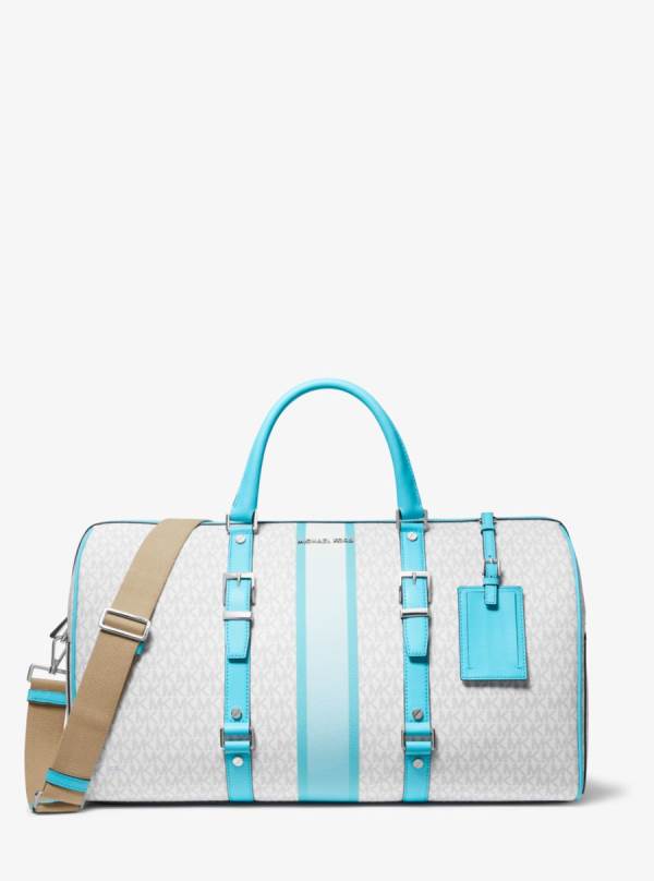 Damske Cestovné Tašky Michael Kors Bedford Travel Extra-Large Logo Stripe Weekender Modre Viacfarebný - Kabelky Michael Kors Akcia | IPGTV-0614